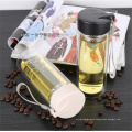 Borosilicate glass tea bottle,portable double wall water bottle with colorful lid,advertising gift cup.